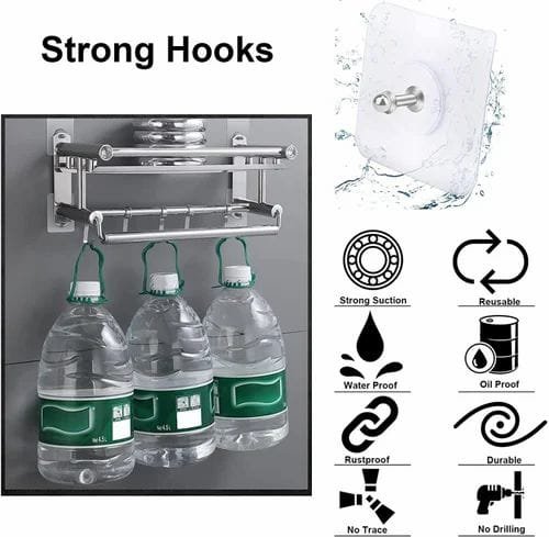 6Pcs Strong Self Adhesive Nails Poster Seamless Wall Hook Waterproof Durable Transparent Screw Hanger Hook for Kitchen Bathroom - Wall Ho 10 Pcs Strong Self Adhesive Nails Poster Seamless Wall Hook Waterproof Durable